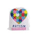 pink autism awareness Drawstring Pouch (Large)