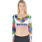 pink autism awareness Long Sleeve Crop Top (Tight Fit)