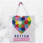 pink autism awareness Grocery Tote Bag