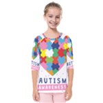 pink autism awareness Kids  Quarter Sleeve Raglan Tee