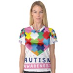 pink autism awareness Women s V-Neck Sport Mesh Tee