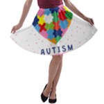 pink autism awareness A-line Skater Skirt