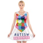 pink autism awareness V-Neck Sleeveless Dress