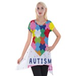 pink autism awareness Short Sleeve Side Drop Tunic