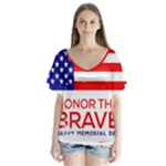 Memorial Day Grunge V-Neck Flutter Sleeve Top