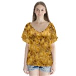 Macaroni  V-Neck Flutter Sleeve Top