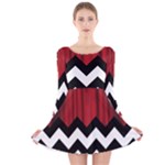 Black Lodge Chevron Long Sleeve Velvet Skater Dress