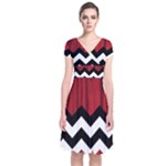 Black Lodge Chevron Short Sleeve Front Wrap Dress