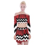 Black Lodge Chevron Off Shoulder Top with Skirt Set