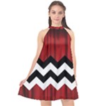 Black Lodge Chevron Halter Neckline Chiffon Dress 