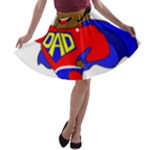 Fathers Day Black Super Dad A-line Skater Skirt