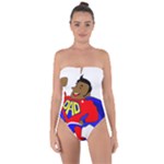 Fathers Day Black Super Dad Tie Back One Piece Swimsuit