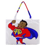 Fathers Day Black Super Dad Medium Zipper Tote Bag