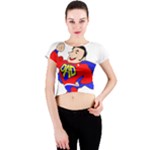 Fathers Day Super Dad Crew Neck Crop Top