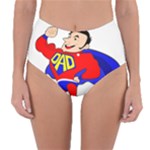 Fathers Day Super Dad Reversible High-Waist Bikini Bottoms