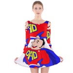 Fathers Day Super Dad Long Sleeve Velvet Skater Dress