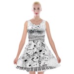 Black & White Music note Velvet Skater Dress