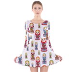 Russian Dolls Long Sleeve Velvet Skater Dress