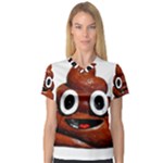 Happy Funny Poop Emoji V-Neck Sport Mesh Tee