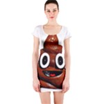 Happy Funny Poop Emoji Short Sleeve Bodycon Dress