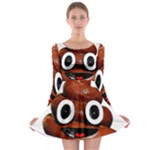 Happy Funny Poop Emoji Long Sleeve Skater Dress