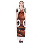 Happy Funny Poop Emoji Short Sleeve Maxi Dress