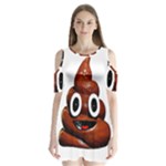 Happy Funny Poop Emoji Shoulder Cutout Velvet  One Piece