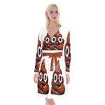 Happy Funny Poop Emoji Long Sleeve Velvet Front Wrap Dress