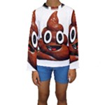 Happy Funny Poop Emoji Kids  Long Sleeve Swimwear