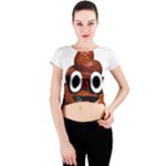 Happy Funny Poop Emoji Crew Neck Crop Top