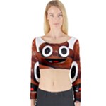 Happy Funny Poop Emoji Long Sleeve Crop Top (Tight Fit)