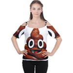 Happy Funny Poop Emoji Cutout Shoulder Tee