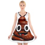 Happy Funny Poop Emoji V-Neck Sleeveless Dress