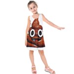 Happy Funny Poop Emoji Kids  Sleeveless Dress