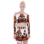 Happy Funny Poop Emoji Off Shoulder Top with Skirt Set