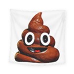 Happy Funny Poop Emoji Square Tapestry (Small)