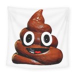 Happy Funny Poop Emoji Square Tapestry (Large)