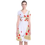 Fathers Day Pizza Short Sleeve Front Wrap Dress