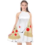 Fathers Day Pizza Halter Neckline Chiffon Dress 