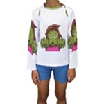 Emoji Zombie Woman Kids  Long Sleeve Swimwear