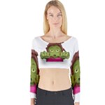 Emoji Zombie Woman Long Sleeve Crop Top (Tight Fit)