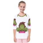 Emoji Zombie Woman Kids  Quarter Sleeve Raglan Tee