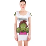 Emoji Zombie Woman Short Sleeve Bodycon Dress