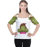 Emoji Zombie Woman Cutout Shoulder Tee