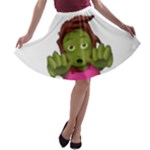 Emoji Zombie Woman A-line Skater Skirt