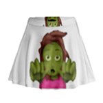 Emoji Zombie Woman Mini Flare Skirt