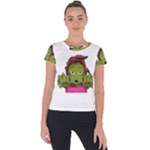 Emoji Zombie Woman Short Sleeve Sports Top 