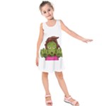 Emoji Zombie Woman Kids  Sleeveless Dress