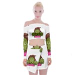 Emoji Zombie Woman Off Shoulder Top with Skirt Set