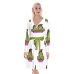 Emoji Zombie Woman Long Sleeve Velvet Front Wrap Dress